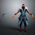 Male Warrior Character With Blue Butterfly Creature And Blue Robe Outfit