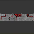 Modern Decorative Square Platform With Gray Stone Border Blue Grid And Red Accents
