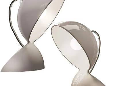 Modern Table Lamp With Curved Metal Frame And Glossy White Shade Design 3d model