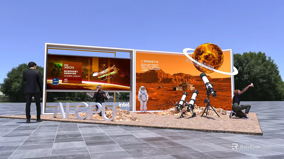 Vivo Interactive Zone With Astronaut Model Telescopes Mars Scene And Large Screens 3d model