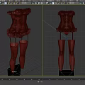 Fashionable Black Lace Corset Apparel With Stockings And Intricate Design Details