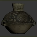 Ancient Style Earthenware Vase With Two Side Handles And Geometric Dot Patterns 3d model