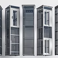 Various Modern Elevator Designs With Transparent Glass And Metal Frames 3d model