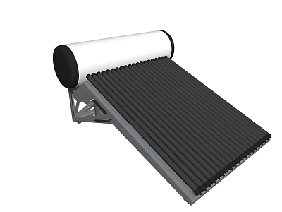Solar Water Heater With Cylindrical Tank Black Absorption Tubes And Metal Stand 3d model