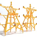 Two Yellow Tower Like Structures Featuring Ladders And Small Components Design 3d model