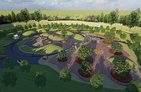 Modern Park Ecological Landscape Park 3d model