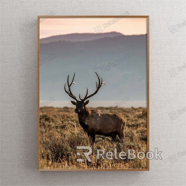 American Animal Painting Brown Bedroom Animal Deer Decorative Painting model