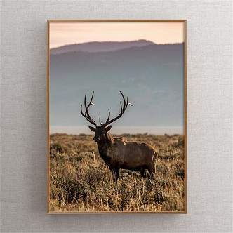 American Animal Painting Brown Bedroom Animal Deer Decorative Painting 3d model