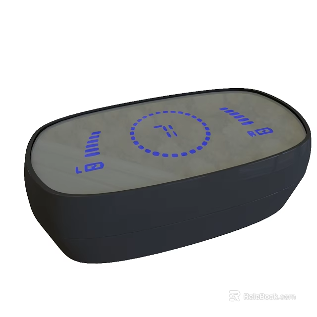 Sleek Headphone Speaker With Oval Design Blue Digital Display And Indicator Icons 3d model 
