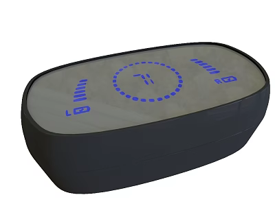 Sleek Headphone Speaker With Oval Design Blue Digital Display And Indicator Icons 3d model