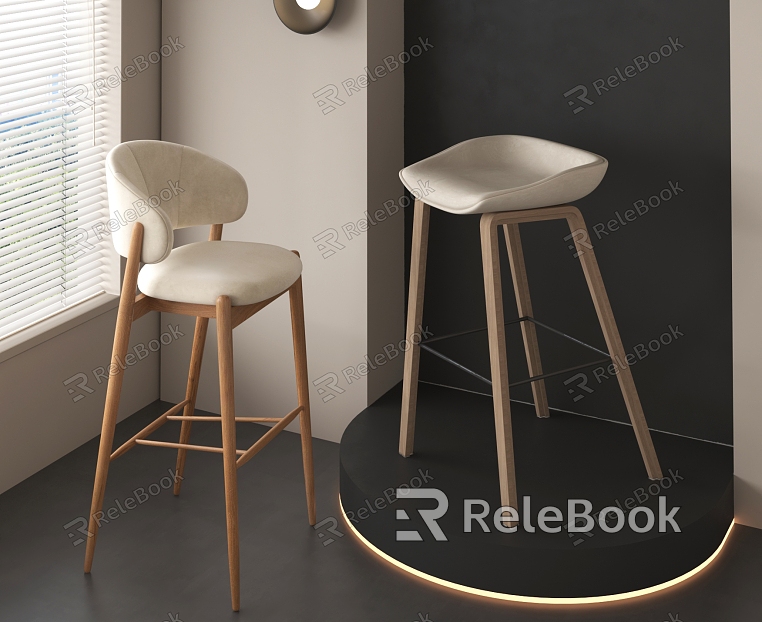 Bar Chair Bar Stool Nordic Bar Stool Wood model