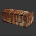 Rustic Rusted Rectangular Wooden Box With Weathered Surface On Dark Reflective Background