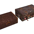 Two Vintage Old Suitcases Featuring Worn Leather Straps And Travel Stickers
