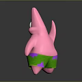 Pink Star Shaped Cartoon Creature With Green Shorts Expressive Face And Raised Hand