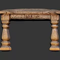 Carved Wooden Table Furniture with Intricate Leg Design and Decorative Surface