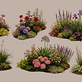 Colorful Mixed Plant Combinations With Roses Lavender And Hydrangeas In Garden