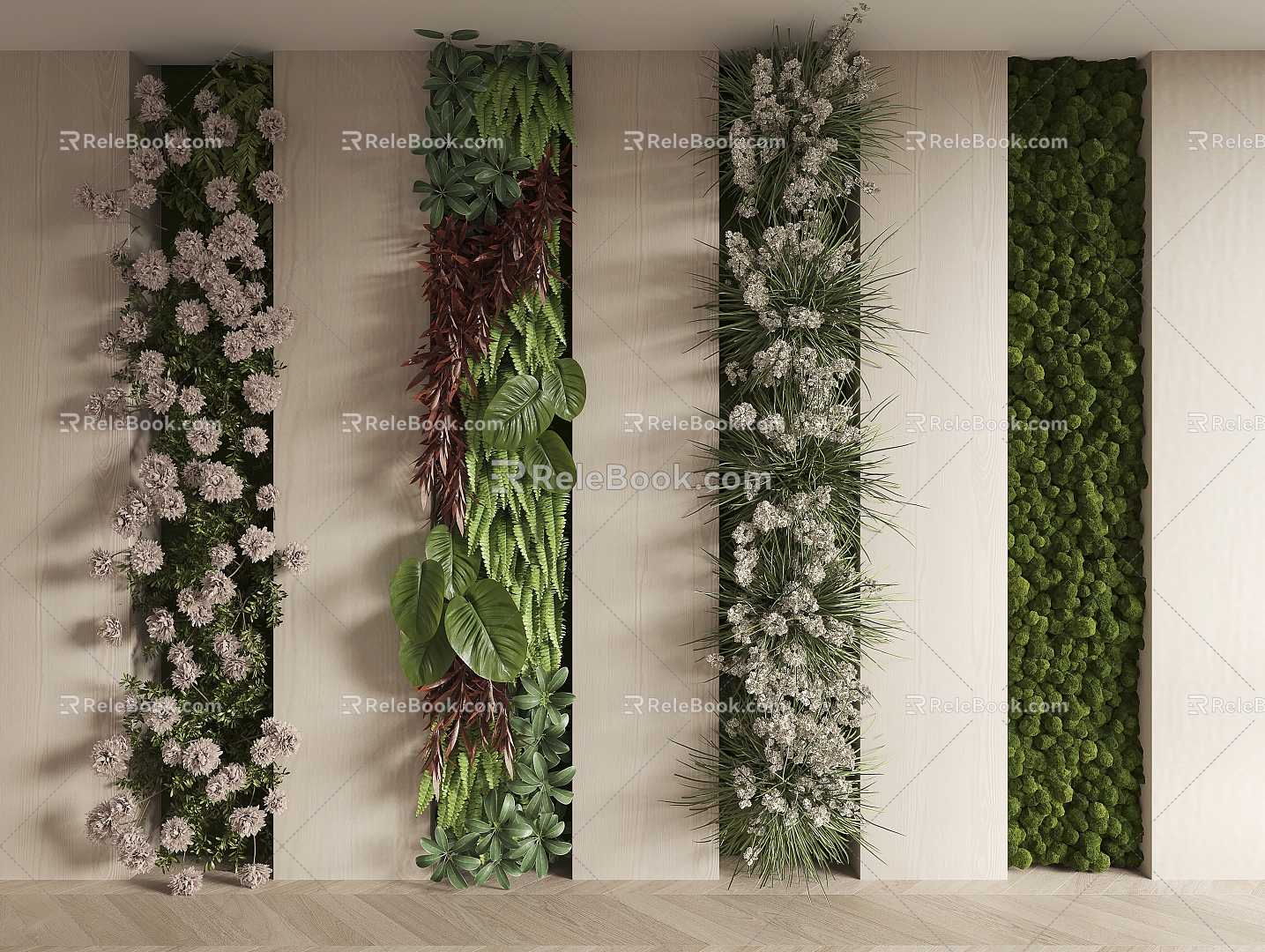 modern plant wall green plant wall 3d model