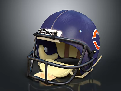 Riddell Purple Football Helmet With Team Logo And Protective Sports Apparel 3d model