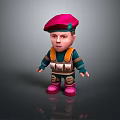 Cartoon Man Wearing Red Beret Green Top Orange Vest And Pink Boots