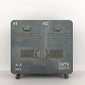 Gray Vintage Bedside Table With Numbered Drawers Vented Doors And 1879 Product Label