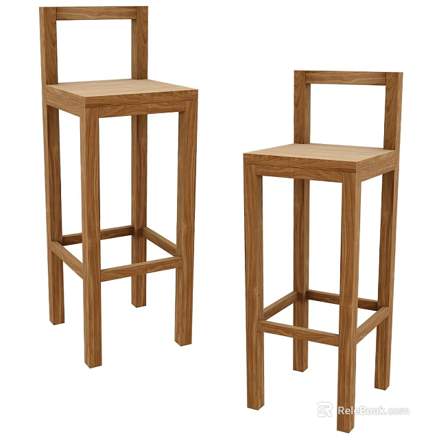 Wooden Bar Stools with Simple Design and Sturdy Structure for Modern Bar Counter 3d model 