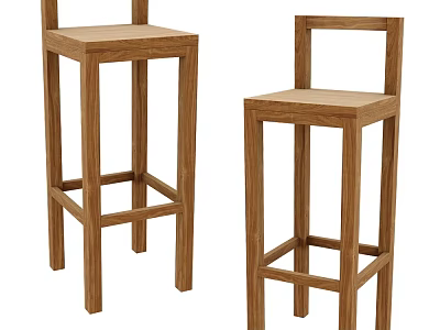Wooden Bar Stools with Simple Design and Sturdy Structure for Modern Bar Counter 3d model