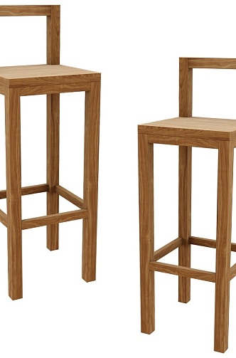 no Nordic high wooden bar chair 18 3d model