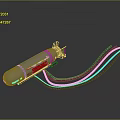 3D Rendered Tubular Device With White Body Tail Structure And Multi Colored Connected Cables