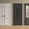 Modern White Double Black Single And Glass Panel Hinged Interior Doors 3d model