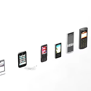 Old mobile phone and pad 3d model