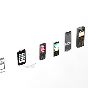 Old mobile phone and pad 3d model