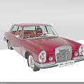Red Classic Mercedes 200 SEL Sedan With Chrome Grille And Vintage Design