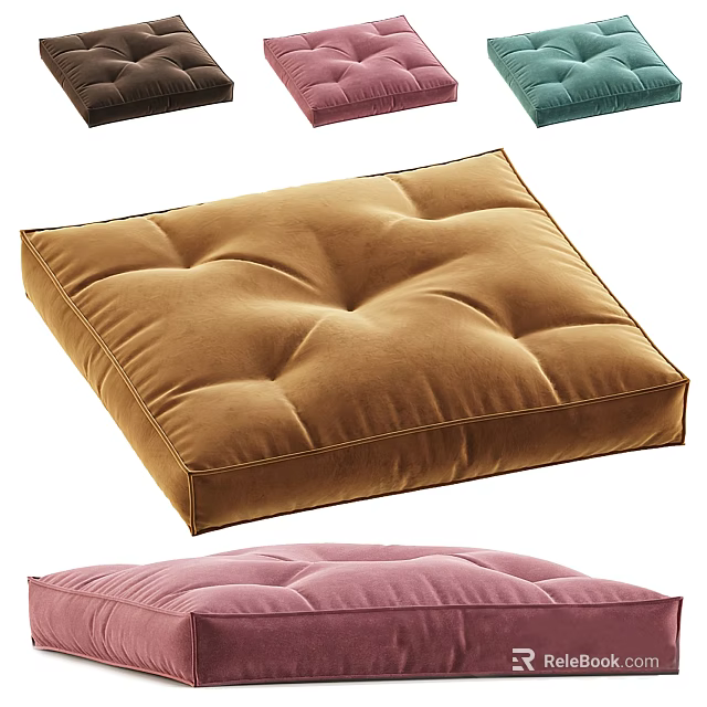 Plush Square Tufted Cushions For Home Decor In Various Colors 3d model 