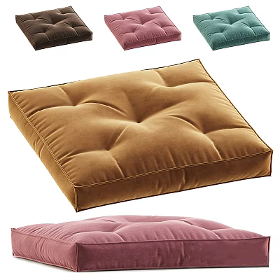 Plush Square Tufted Cushions For Home Decor In Various Colors 3d model