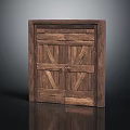 Rustic Wooden Entry Gate With Double Door Design And Cross Planks Metal Rivets