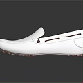 White Leather Loafers Shoes With Brown Accents And Lightweight Sole On Reflective Surface