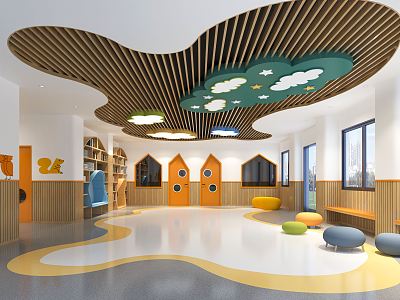 Modern Kindergarten Hall Kindergarten Foyer walkway 3d model