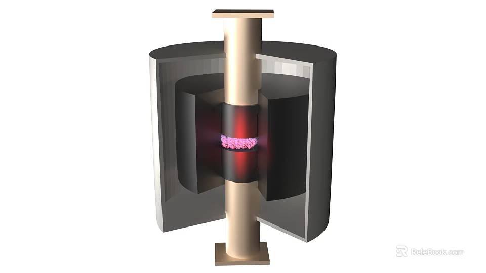 Industrial Equipment With Cylindrical Structure Red Glowing Core And Outer Casing 3d model 