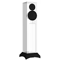 White Tower Home Audio Speaker With Black Speakers And Black Base Design