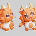 Cute Orange Horned Plush Dolls With Big Eyes White Bellies And Golden Collars