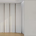 Modern Bedroom Accent Wall Design With Vertical Fabric Panels And Sunlight Shadows