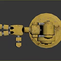 Yellow Industrial Robotic Arm With Worn Metal Base And Mechanical Joints