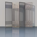 Modern Folding Hinged Door with Vertical Slats for Interior Room Divider 3d model