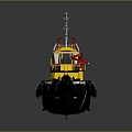 Strong Tiger Tugboat With Yellow Hull Black Components And Deck Equipment 3d model