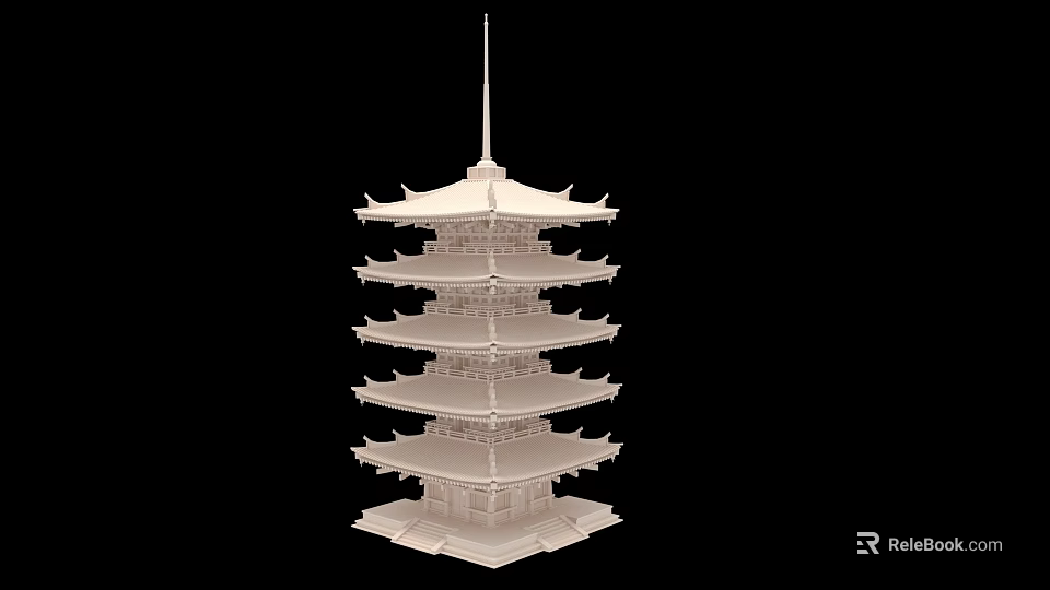 Ancient Traditional Pagoda Architecture with Multi story Structure and Classic Chinese Eaves Design 3d model 