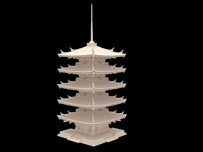 Ancient Traditional Pagoda Architecture with Multi story Structure and Classic Chinese Eaves Design 3d model