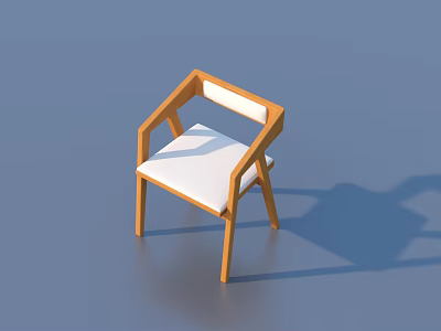 Modern Single Chair With Wooden Frame And White Cushion For Home Furniture 3d model