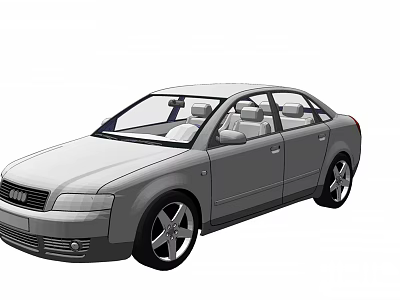 Silver Audi Sedan With Four Doors Classic Design And Alloy Wheels 3d model