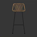 Stylish Orange Woven Bar Stool Featuring Black Metal Frame Design 3d model