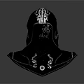 Fantasy Warrior Character Helmet With Metallic Surface And Intricate Engravings